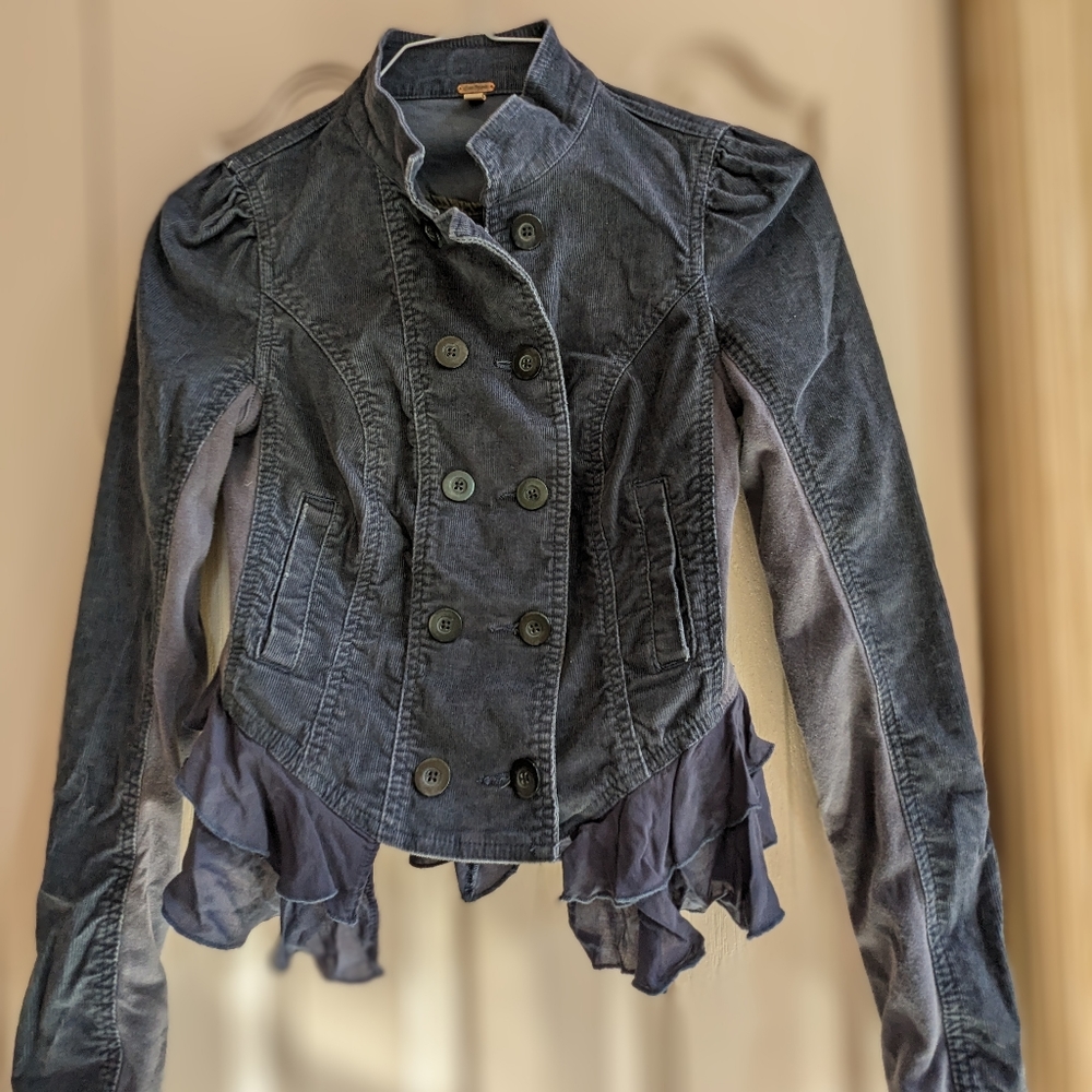 Vintage Free People size 0 blue corduroy jacket